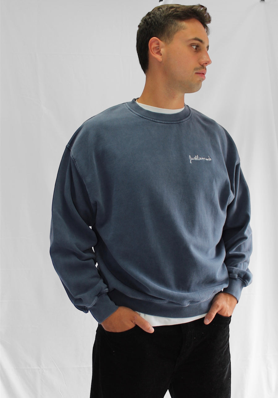 FLM x CS - Premium Oversize Crewneck - Denim Blue