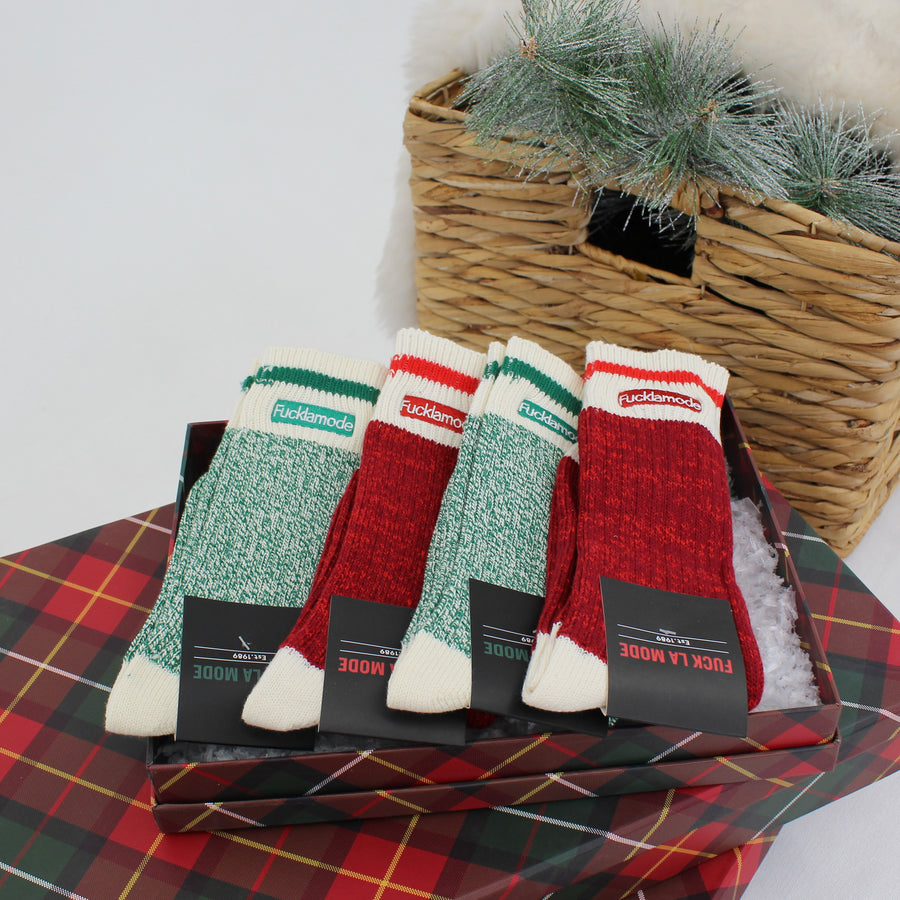 Green & Red wool socks Bundle
