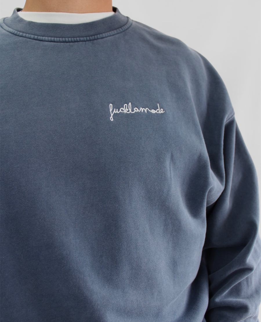 FLM x CS - Premium Oversize Crewneck - Denim Blue