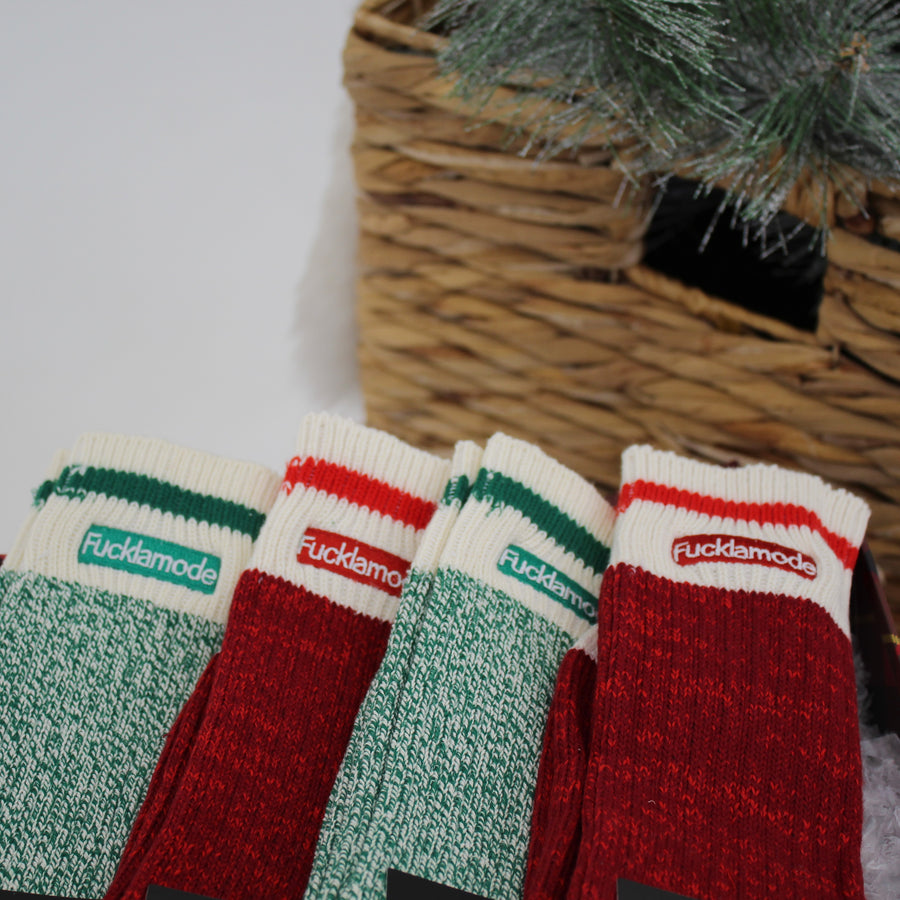 Green & Red wool socks Bundle