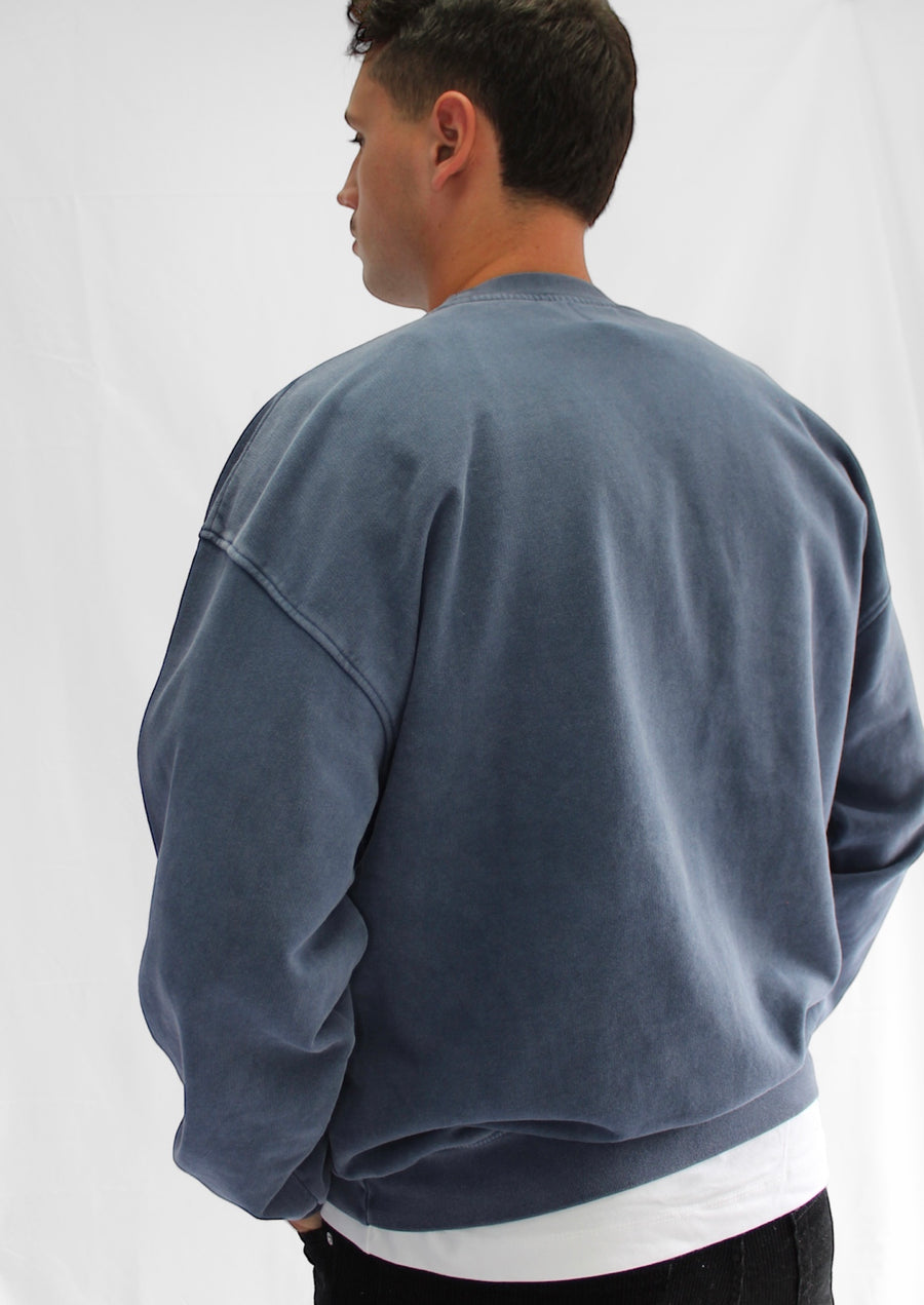 FLM x CS - Premium Oversize Crewneck - Denim Blue