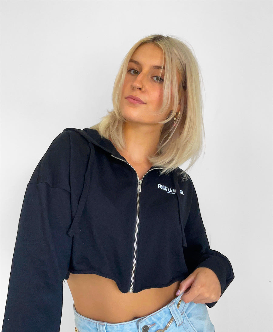 Crop Zip-Up - Black