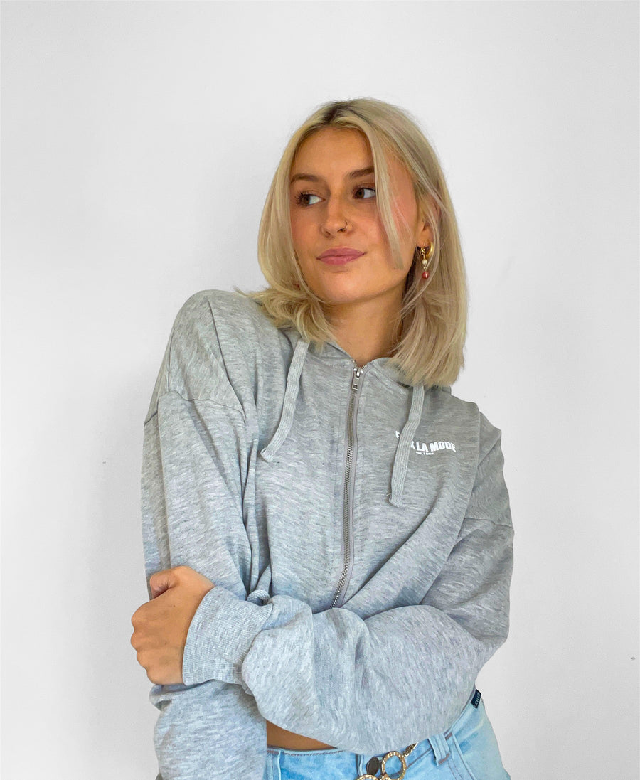 Crop Zip-Up - Light Grey