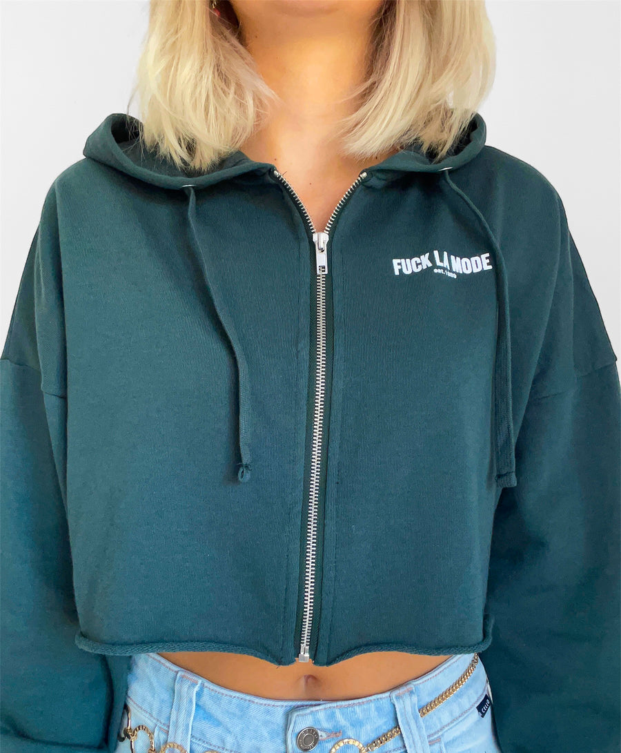 Crop Zip-Up - Green