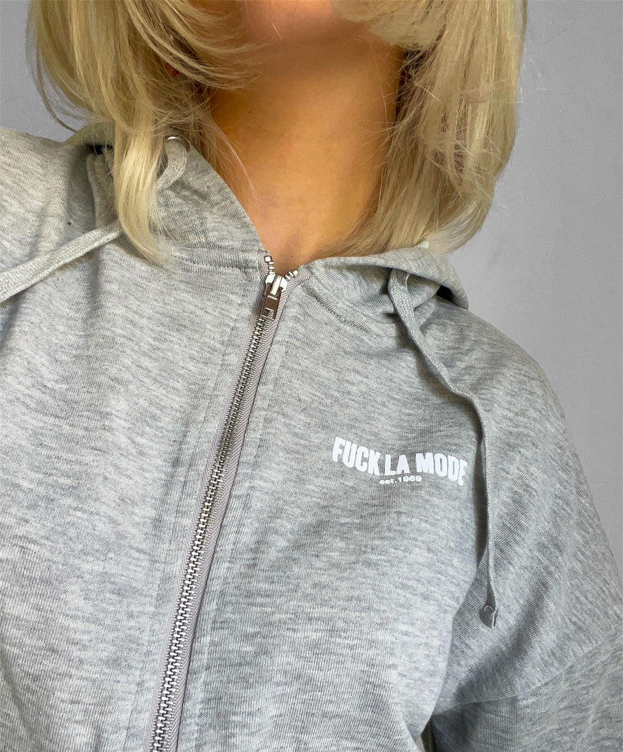 Crop Zip-Up - Light Grey