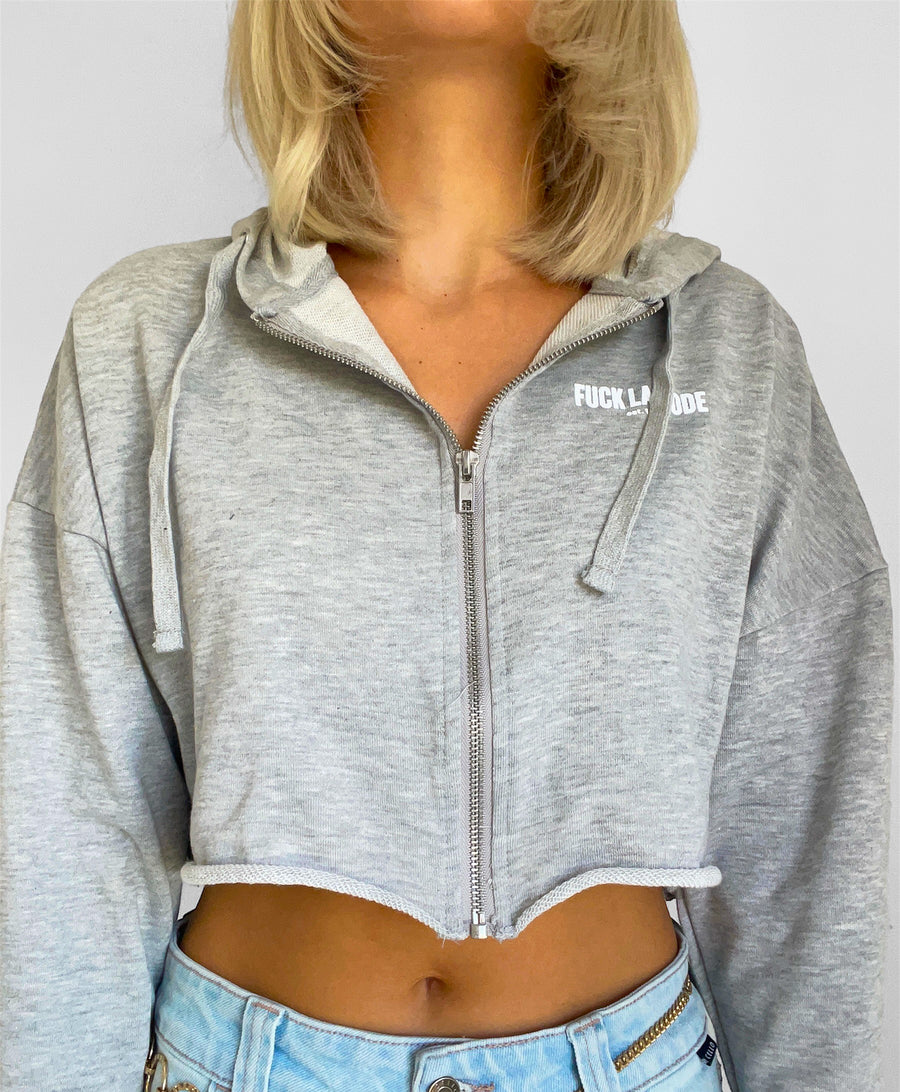 Crop Zip-Up - Light Grey