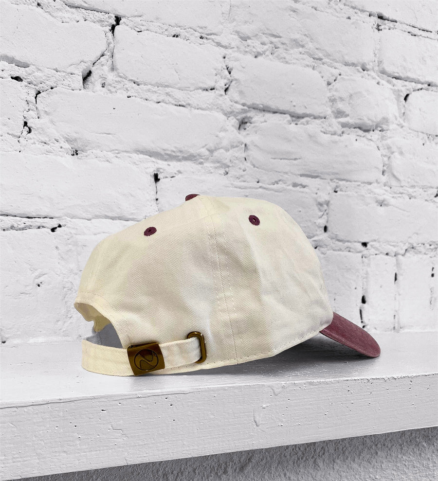 'F' 2 tone cap - Off White + Burgundy